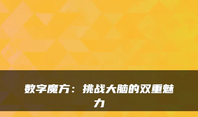 数字魔方：挑战大脑的双重魅力
