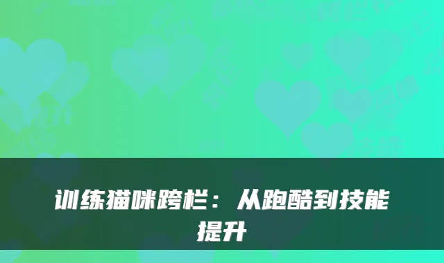 训练猫咪跨栏：从跑酷到技能提升