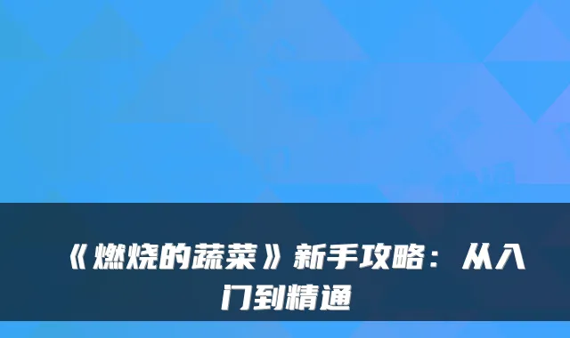 《燃烧的蔬菜》新手攻略：从入门到精通