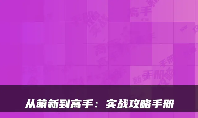 从萌新到高手：实战攻略手册