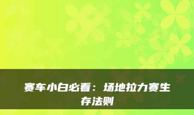 赛车小白必看:场地拉力赛生存法则