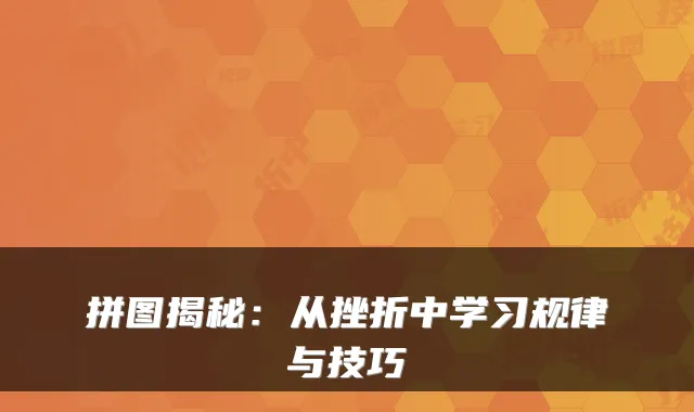 拼图揭秘：从挫折中学习规律与技巧