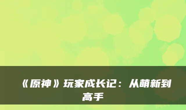 《原神》玩家成长记:从萌新到高手