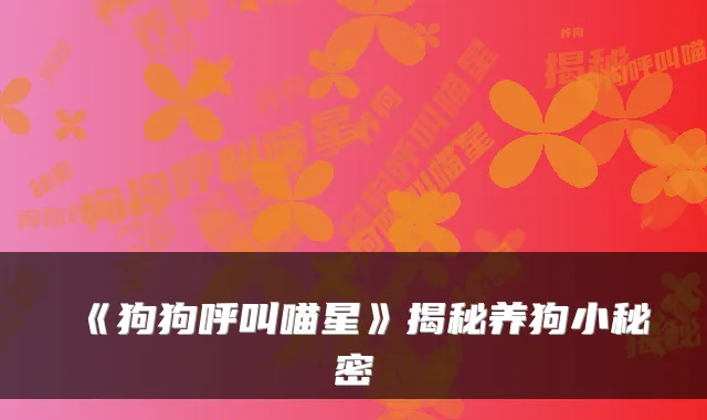 《狗狗呼叫喵星》揭秘养狗小秘密