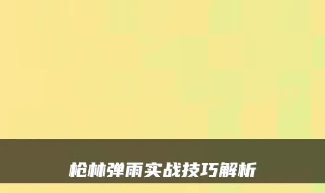 枪林弹雨实战技巧解析