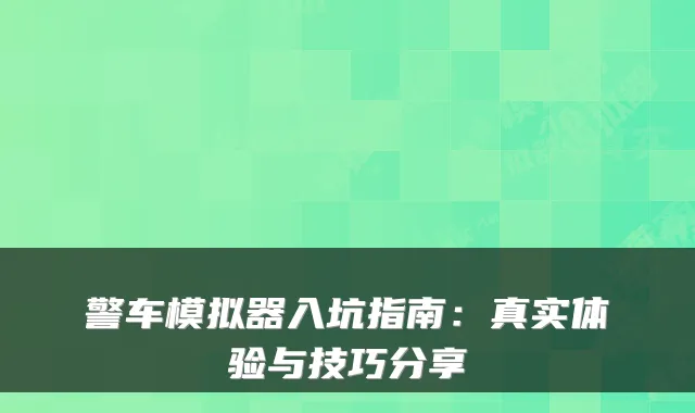 警车模拟器入坑指南：真实体验与技巧分享