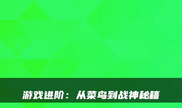 游戏进阶：从菜鸟到战神秘籍
