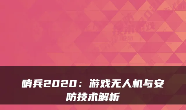 哨兵2020：游戏无人机与安防技术解析