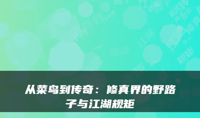 从菜鸟到传奇：修真界的野路子与江湖规矩