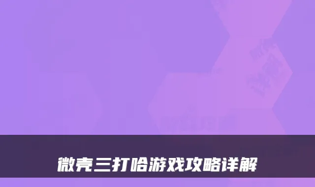 微壳三打哈游戏攻略详解