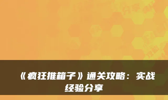 《疯狂推箱子》通关攻略：实战经验分享