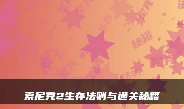 索尼克2生存法则与通关秘籍