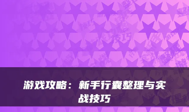 游戏攻略：新手行囊整理与实战技巧
