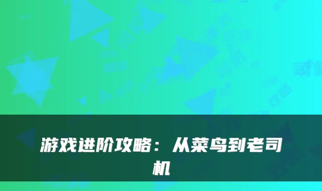游戏进阶攻略：从菜鸟到老司机