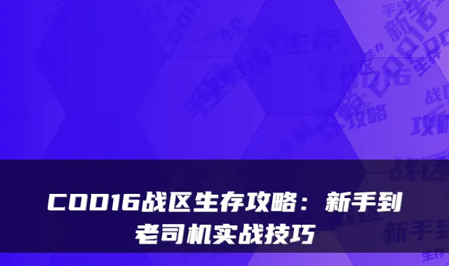 COD16战区生存攻略：新手到老司机实战技巧