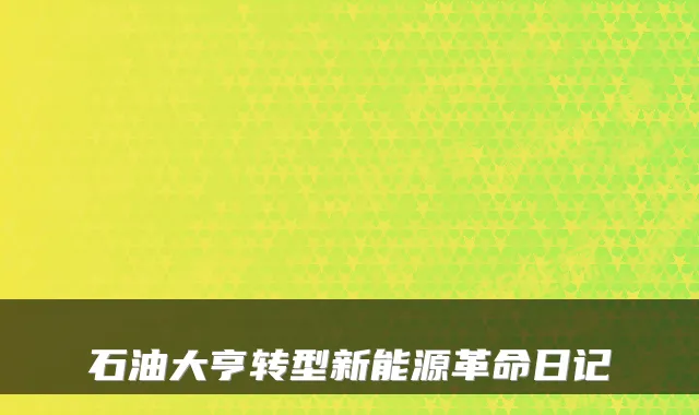 石油大亨转型新能源革命日记
