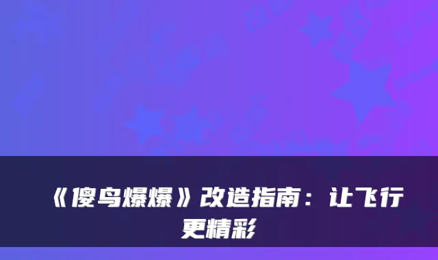 《傻鸟爆爆》改造指南：让飞行更精彩