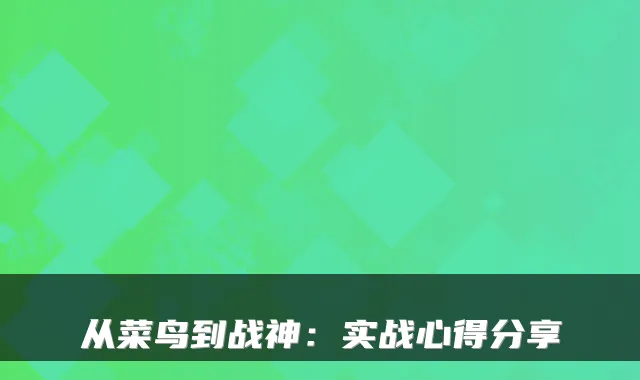 从菜鸟到战神：实战心得分享