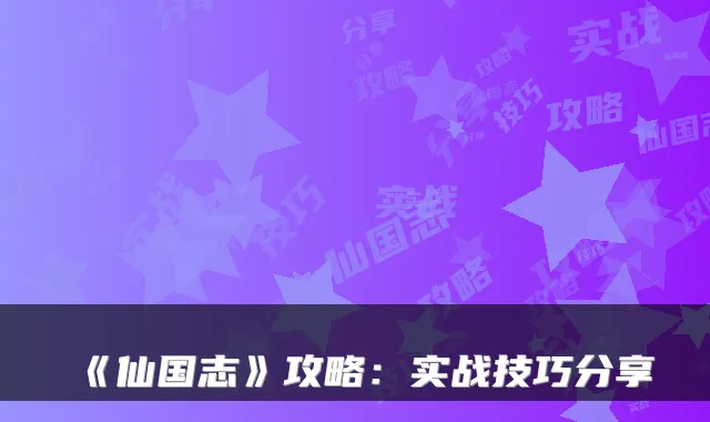 《仙国志》攻略：实战技巧分享