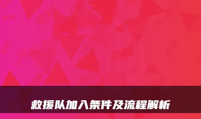 救援队加入条件及流程解析