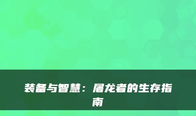 装备与智慧：屠龙者的生存指南