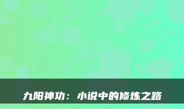 九阳神功：小说中的修炼之路