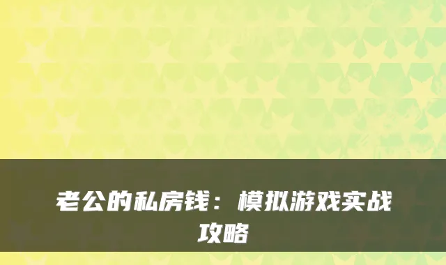 老公的私房钱：模拟游戏实战攻略