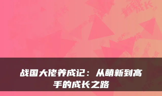 战国大佬养成记：从萌新到高手的成长之路