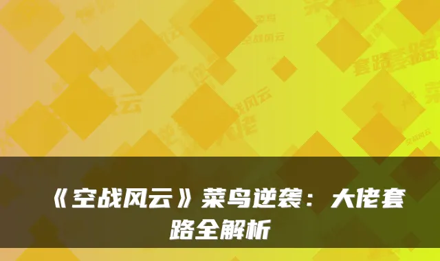 《空战风云》菜鸟逆袭：大佬套路全解析