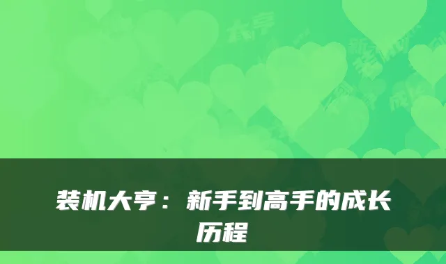 装机大亨：新手到高手的成长历程