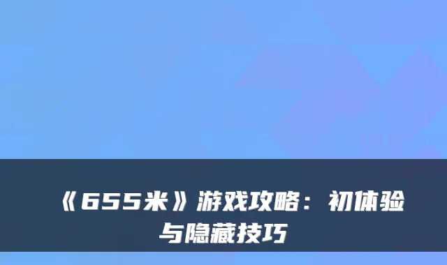 《655米》游戏攻略：初体验与隐藏技巧