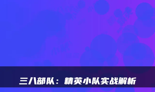 三八部队：精英小队实战解析