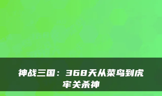 神战三国：368天从菜鸟到虎牢关杀神