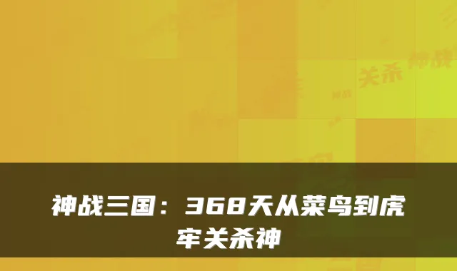 神战三国：368天从菜鸟到虎牢关杀神