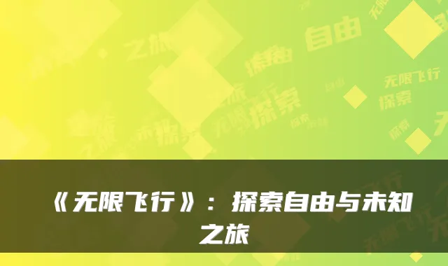 《无限飞行》：探索自由与未知之旅