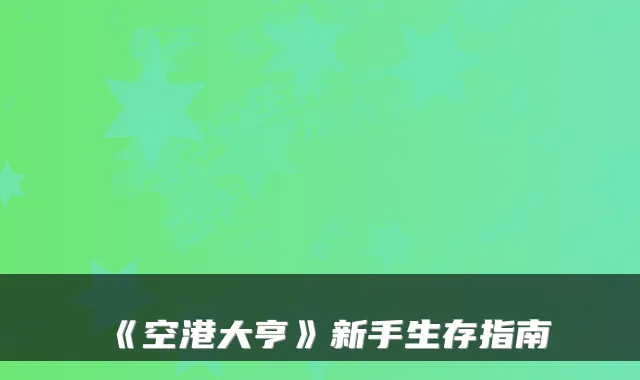 《空港大亨》新手生存指南