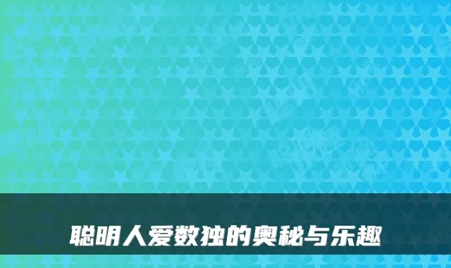 聪明人爱数独的奥秘与乐趣