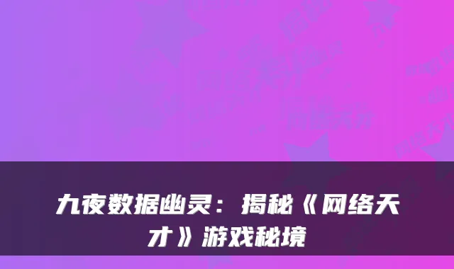 九夜数据幽灵：揭秘《网络天才》游戏秘境