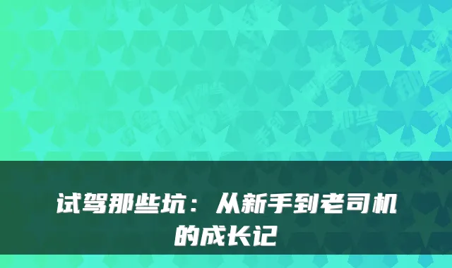 试驾那些坑：从新手到老司机的成长记