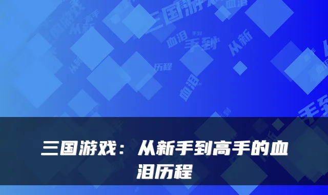 三国游戏：从新手到高手的血泪历程