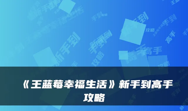 《王蓝莓幸福生活》新手到高手攻略