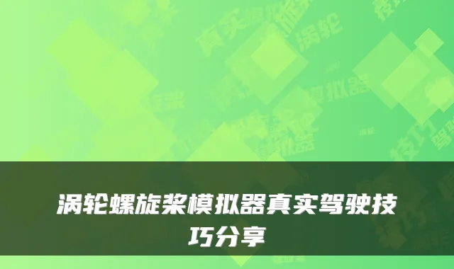 涡轮螺旋桨模拟器真实驾驶技巧分享