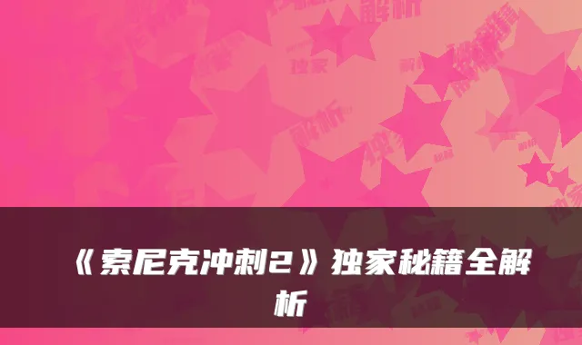 《索尼克冲刺2》秘籍全解析