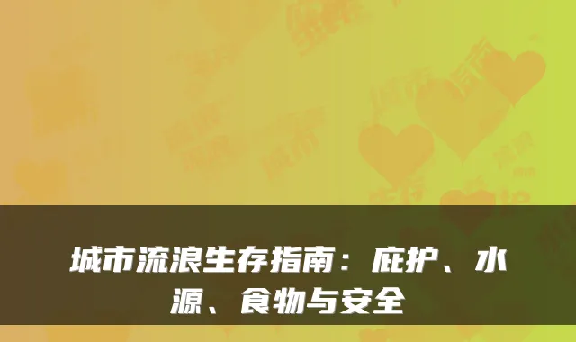 城市流浪生存指南：庇护、水源、食物与安全