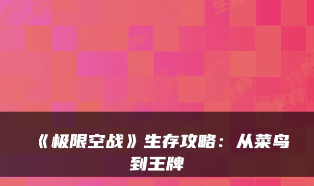 《极限空战》生存攻略：从菜鸟到王牌
