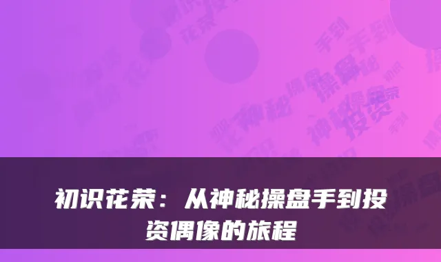 初识花荣：从神秘操盘手到投资偶像的旅程