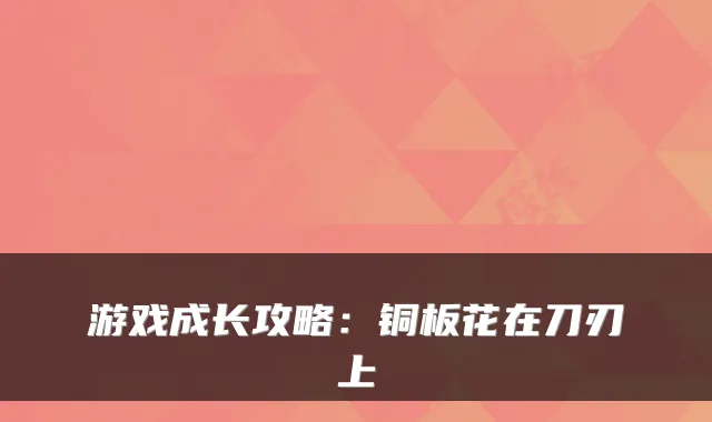 游戏成长攻略:铜板花在刀刃上