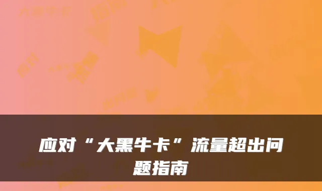 应对“大黑牛卡”流量超出问题指南