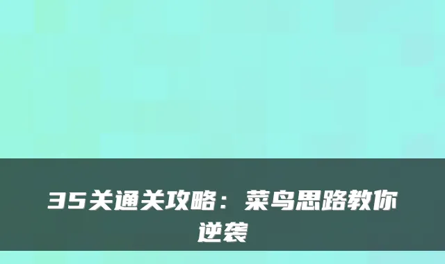 35关通关攻略：菜鸟思路教你逆袭
