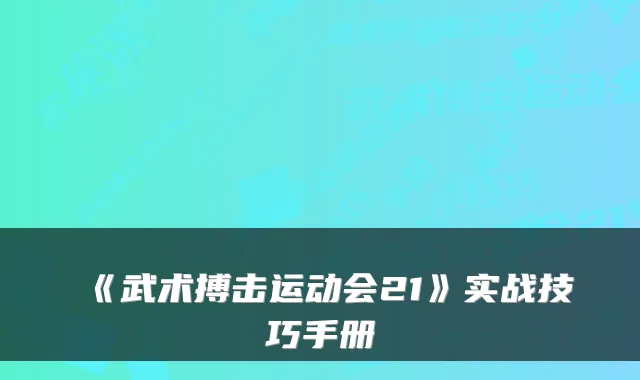 《武术搏击运动会21》实战技巧手册